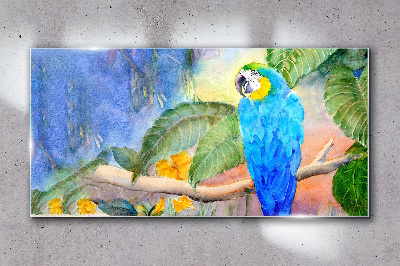 Leaves pet parrot Glass Wall Art
