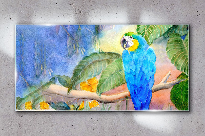 Tropical parrot in watercolor Glass Wall Art