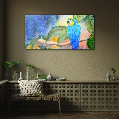 Tropical parrot in watercolor Glass Wall Art