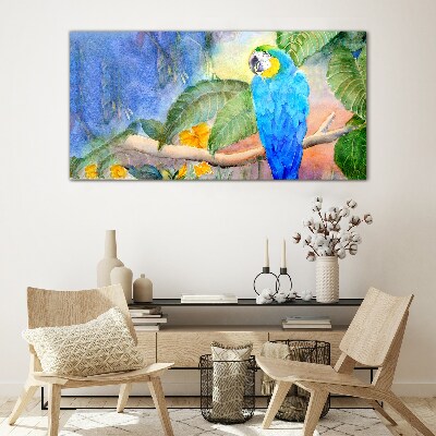 Tropical parrot in watercolor Glass Wall Art