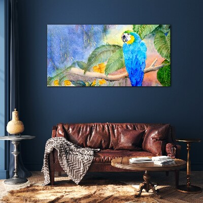 Tropical parrot in watercolor Glass Wall Art