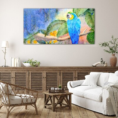 Tropical parrot in watercolor Glass Wall Art
