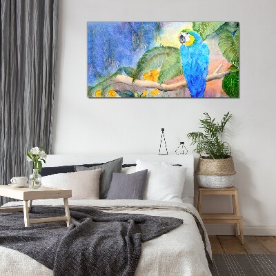 Tropical parrot in watercolor Glass Wall Art