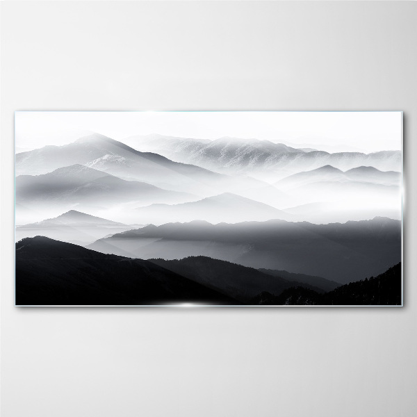 Misty mountain panorama Glass Wall Art