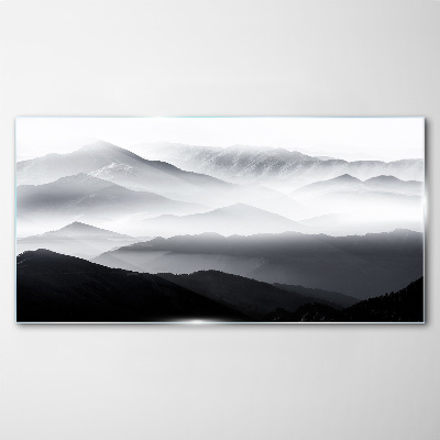 Misty mountain panorama Glass Wall Art