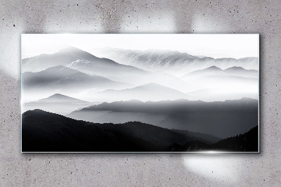 Misty mountain panorama Glass Wall Art