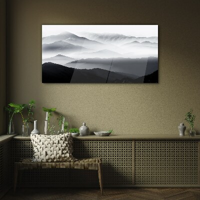 Misty mountain panorama Glass Wall Art