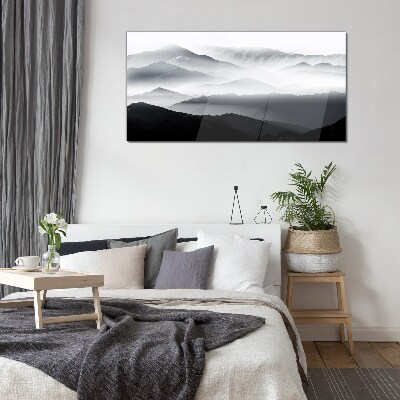 Misty mountain panorama Glass Wall Art