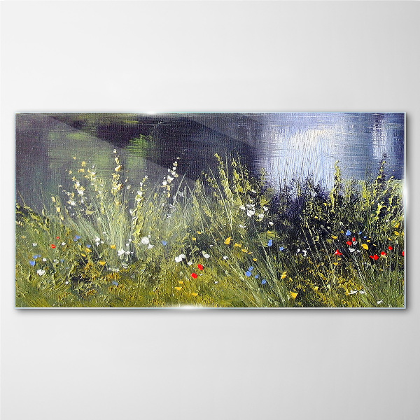 Flower meadow in the light Glass Wall Art