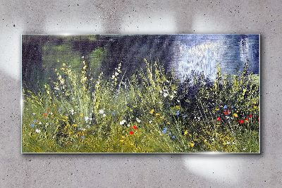 Flower meadow in the light Glass Wall Art