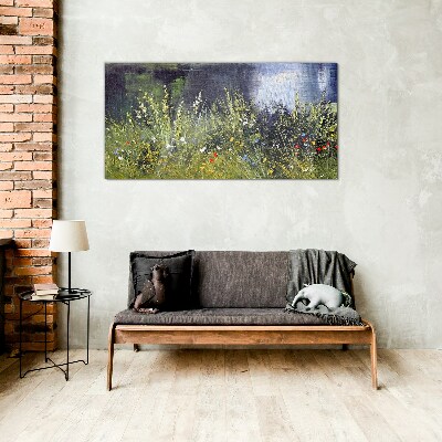 Flower meadow in the light Glass Wall Art