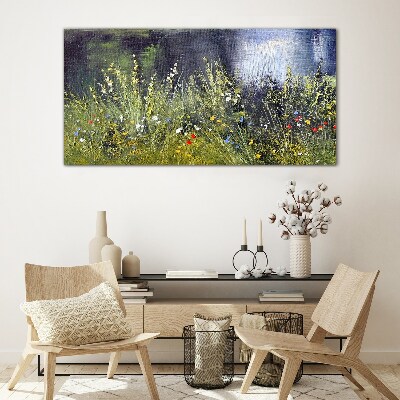 Flower meadow in the light Glass Wall Art
