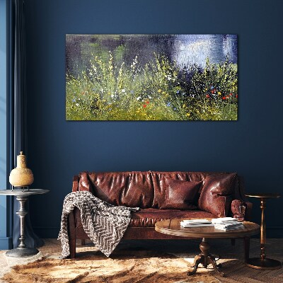 Flower meadow in the light Glass Wall Art