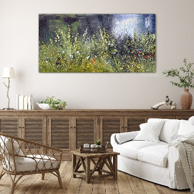 Flower meadow in the light Glass Wall Art