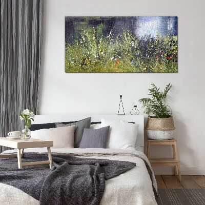 Flower meadow in the light Glass Wall Art