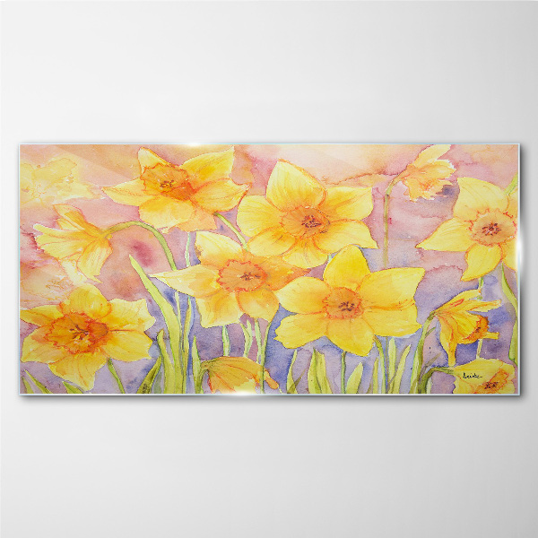 Daffodils' Flower Dance Glass Wall Art