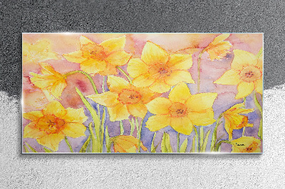 Figure yellow flowers Glass Wall Art