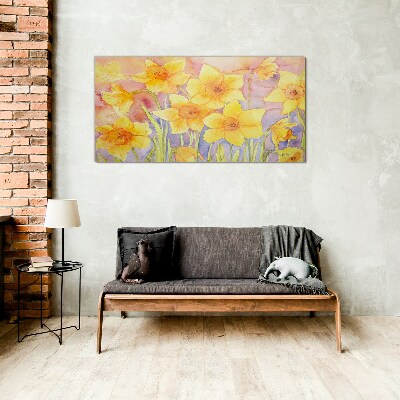 Daffodils' Flower Dance Glass Wall Art