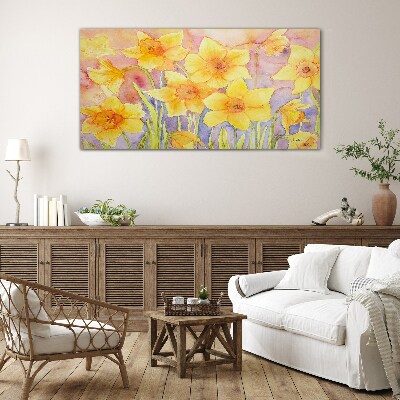 Daffodils' Flower Dance Glass Wall Art