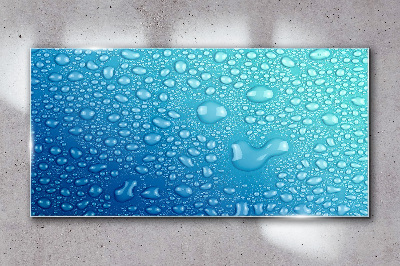 Water drops on a blue background Glass Wall Art