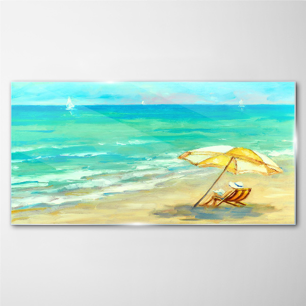 Summer holidays by the sea Glass Wall Art