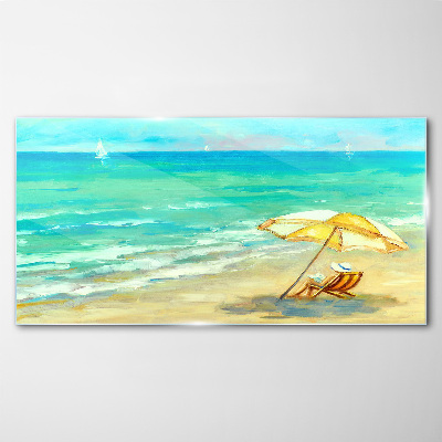 Summer holidays by the sea Glass Wall Art