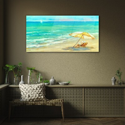 Summer holidays by the sea Glass Wall Art
