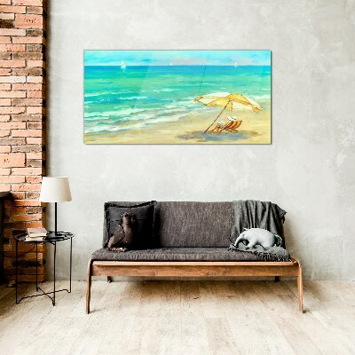 Summer holidays by the sea Glass Wall Art