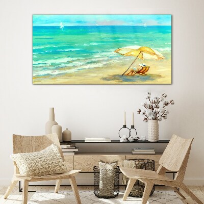 Summer holidays by the sea Glass Wall Art