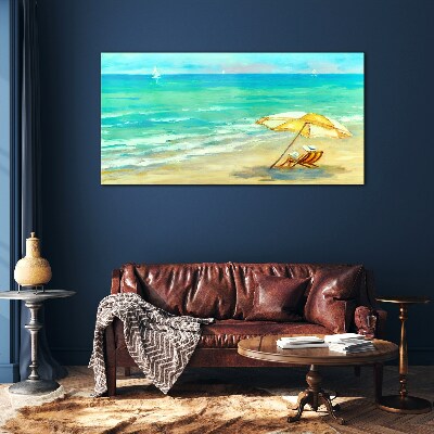 Summer holidays by the sea Glass Wall Art