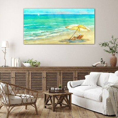 Summer holidays by the sea Glass Wall Art