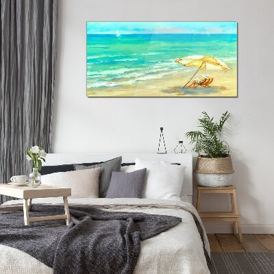 Summer holidays by the sea Glass Wall Art