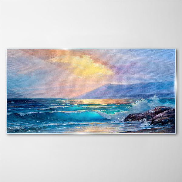 A quiet morning by the ocean Glass Wall Art