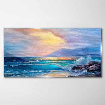 A quiet morning by the ocean Glass Wall Art