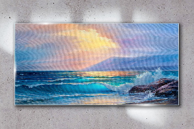 A quiet morning by the ocean Glass Wall Art