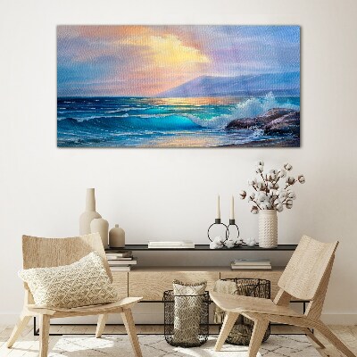 A quiet morning by the ocean Glass Wall Art