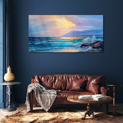 A quiet morning by the ocean Glass Wall Art