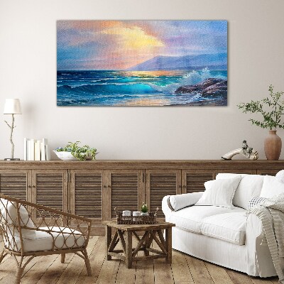 A quiet morning by the ocean Glass Wall Art