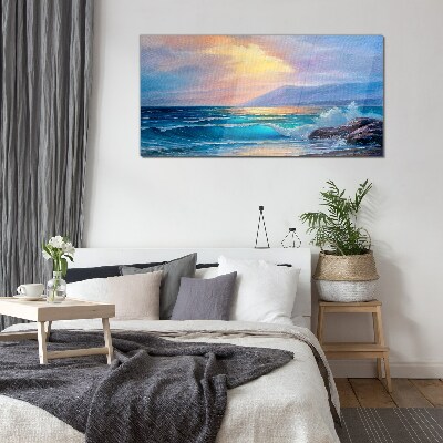 A quiet morning by the ocean Glass Wall Art