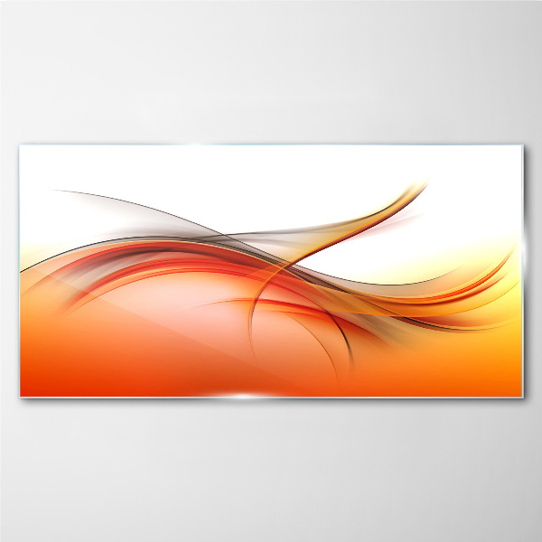 Dynamic waves in shades of orange Glass Wall Art