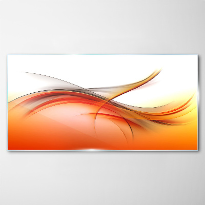 Dynamic waves in shades of orange Glass Wall Art
