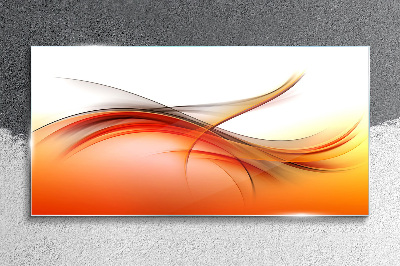 Dynamic waves in shades of orange Glass Wall Art