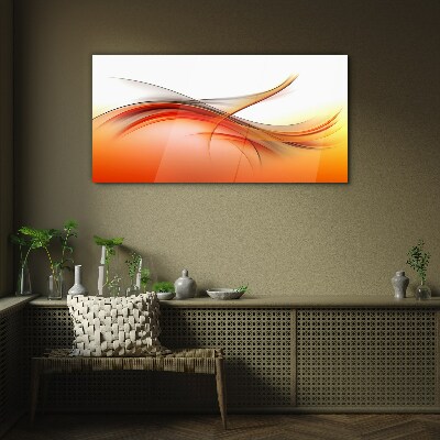 Dynamic waves in shades of orange Glass Wall Art