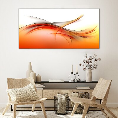 Dynamic waves in shades of orange Glass Wall Art
