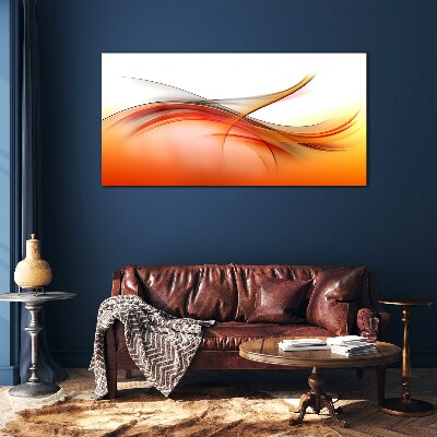 Dynamic waves in shades of orange Glass Wall Art