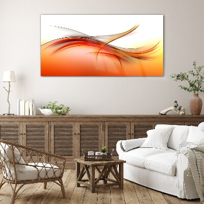 Dynamic waves in shades of orange Glass Wall Art