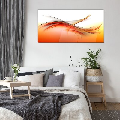 Dynamic waves in shades of orange Glass Wall Art