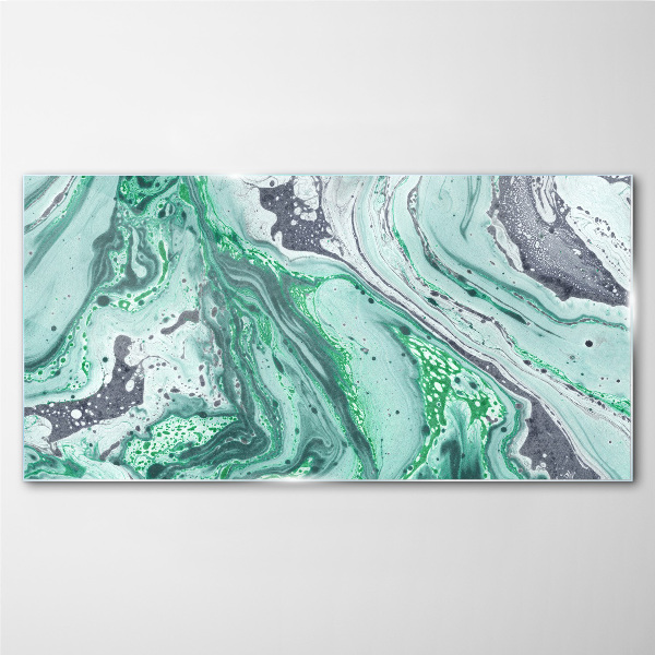 Green waves of abstraction Glass Wall Art