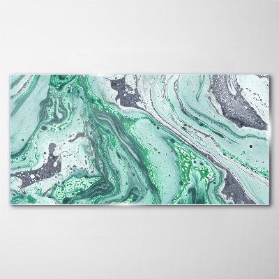 Green waves of abstraction Glass Wall Art