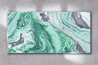Green waves of abstraction Glass Wall Art